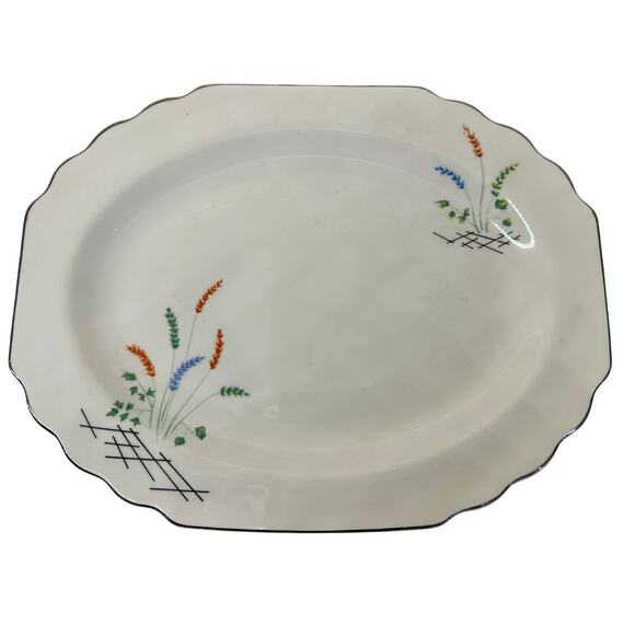 WS George Serving Platter | Asian Style, Multicolor Reed, Silver Trim 10x13‎ - Picture 5 of 6